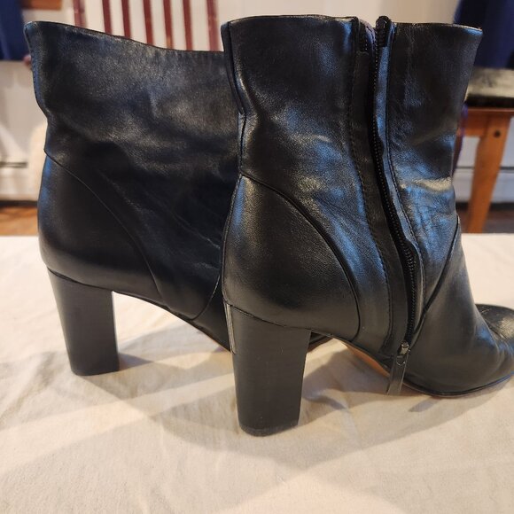 FRANCO SARTO LEATHER BLACK 3" HEALS BOOTS - Picture 2 of 5